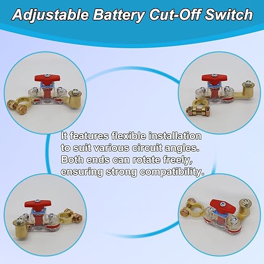 Car Battery Power Cut-Off Switch Breaker, Transparent Pure Copper Stable Transmission 12v-24v Adjustable High Conductivity Disconnect Switch Smart Car Switch for Boat Rv Car Truck SuppliesSupplies