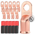 AIRIC 10 PCS UL Listed 4/0 AWG - 3/8" Battery Cable Lugs, Heat Shrink Ring Terminals End, Copper Cable Ends, Wiring Connector Terminal, Electrical Crimp Connectors, Wire Lug for 4/0 Gauge Wires