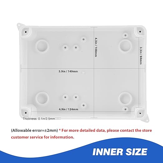 Waterproof Electrical Junction Box (5.9"x4.3"x2.8") with 10 Reserved Holes for Electronics - Sturdy ABS Plastic IP65 Dustproof Project Enclosure - White, (150x110x70mm)