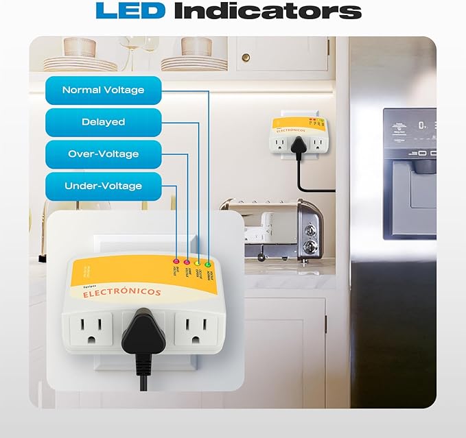 Refrigerator Surge Protector, Malictele 3 Outlet Voltage Protector Home Appliances 120V 12A Voltage Brownouts Plug Outlet for Fridge TV Air Conditioners Surge Protector 1440 Watts -1 Pack