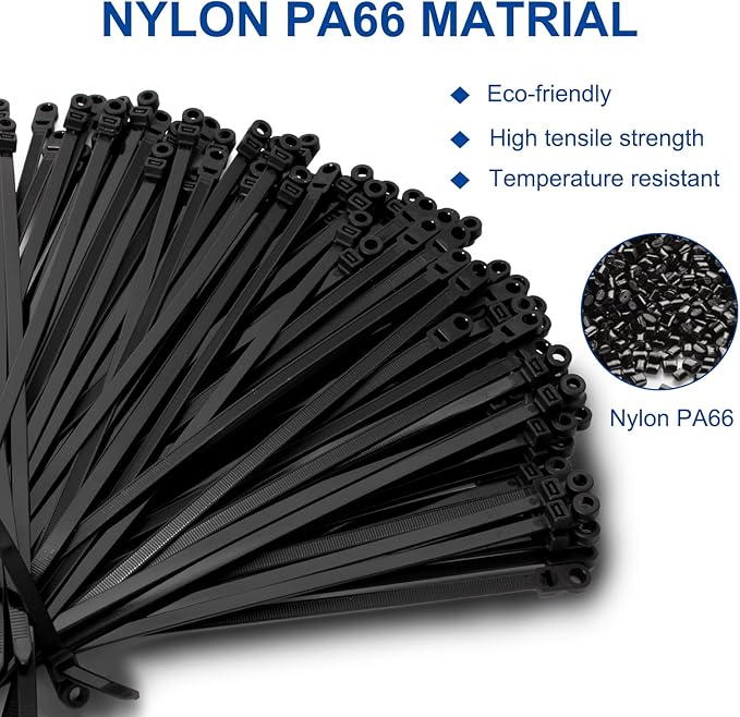 120 PCS 7.5 Inch Plastic Zip Ties with Screw Holes, Heavy Duty Mountable Cable Ties, UV Resistant Electrical Zip Ties for Indoor & Outdoor (Black)