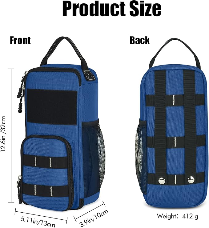 LAKE OF FIRE 12.6" Small Tool Bag Pouch for Men with Multiple Pockets, Waterproof Heavy Duty Tool Bag Organizer with Zipper and Portable Handle (Blue)