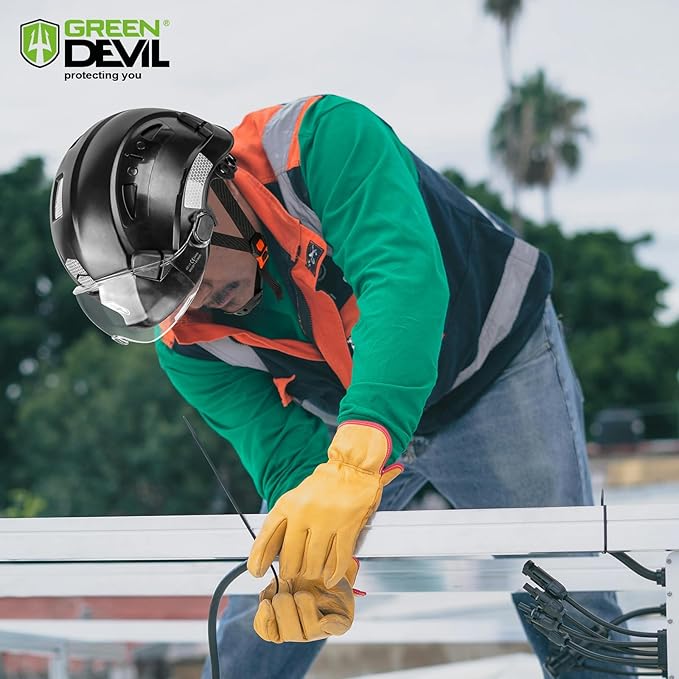 GREEN DEVIL Safety Hard Hat with Tinted & Clear Visor Vented Construction Helmet Cascos de Construccion ABS Work hardhats for Men