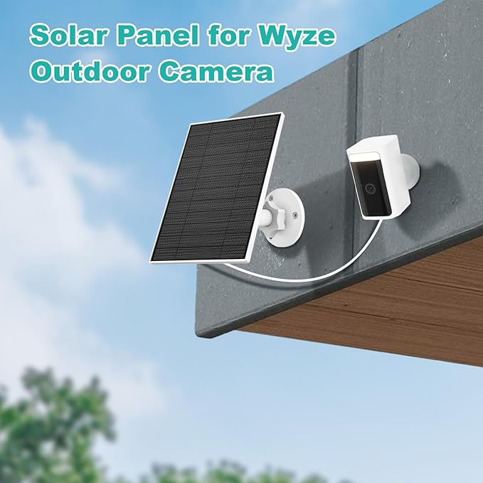 EverExceed 5W Solar Panel Compatible with Wyze Battery Cam Pro, Cam Outdoor V1, Cam Outdoor V2, Solar Panel for Wyze Camera with USB-C Port, Micro USB Adapter, Adjustable Wall Mount, IP65 Waterproof