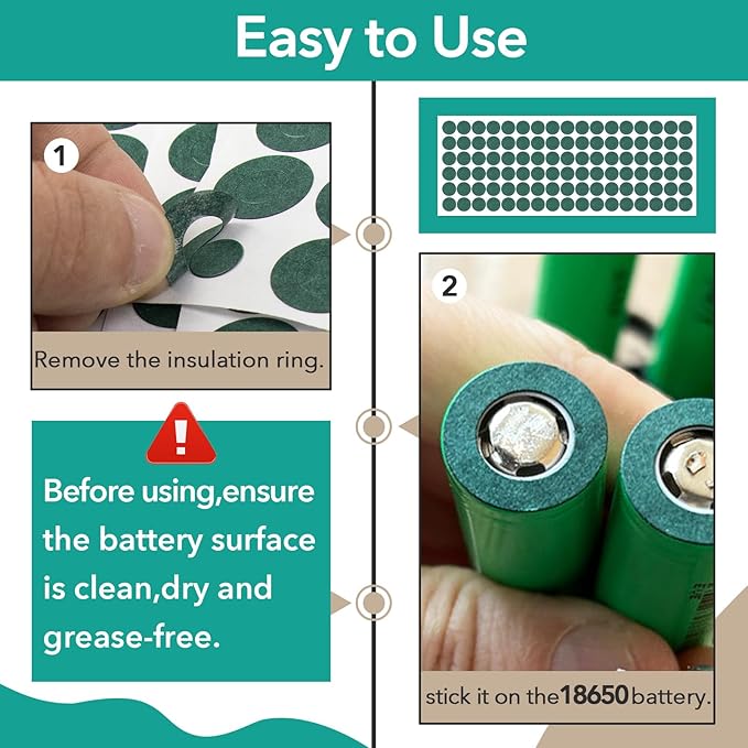 816Pcs 18650 Lithium Battery Insulator Rings - Hollow Paper Pad Electrical Insulation Ring, Green Self-Adhesive Insulator Ring for 18650 Cells(Highland Barley Paper)