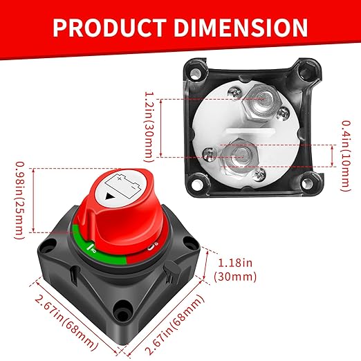 Battery Disconnect Switch 12V-48V DC 275A Battery Power Master Isolator Shut Off Switch for Marine Boat Car Truck Camper RV Trailer