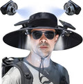 Solar Fan Hat with Mist, Mens Wide Brim Solar Power Fans Hat with Built in Fan, USB Solar Charging for Outdoor Fishing