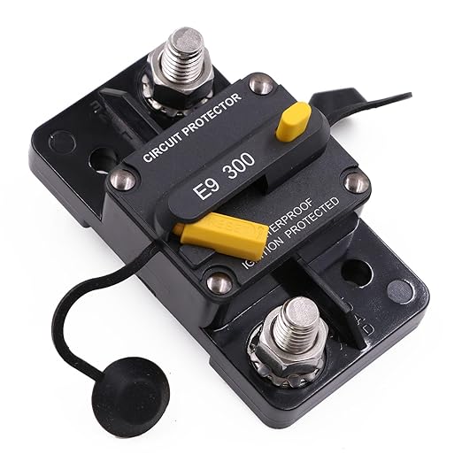 300A Heavy Duty 3/8"(M10) Studs Circuit Breaker 12V-48V High Current with Manual Reset Switch 300 Amp for Car Audio Truck RV Trailer Boat Marine Solar DC System DIY, UL, IP67 Waterproof