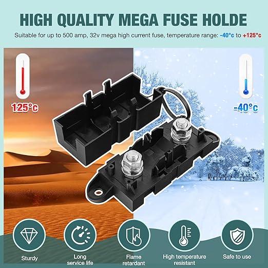 Mega Fuse Holder Pack of 2, AMG MEGA Fuse Holder with Cover, MEGA Car Fuses Holders ANM Automotive Mega Fuses Holders for Cars, Trucks, Caravans, Buses by XIOGZAXI