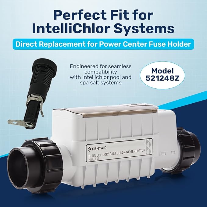 RV52124 Salt System Fuse Holder Replacement with 2 Fuses | Direct Replacement of 521248Z | Essential Pool Maintenance Accessory - Upgrade Your Pool's Performance Now!