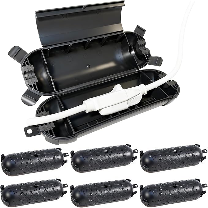 6Pack Outdoor Extension Cord Cover, IP44 Waterproof Extension Cord Protector for Outdoor Connections, Weatherproof Safety Box for Holiday Lights, Garden Tools & Outdoor Appliances, Black