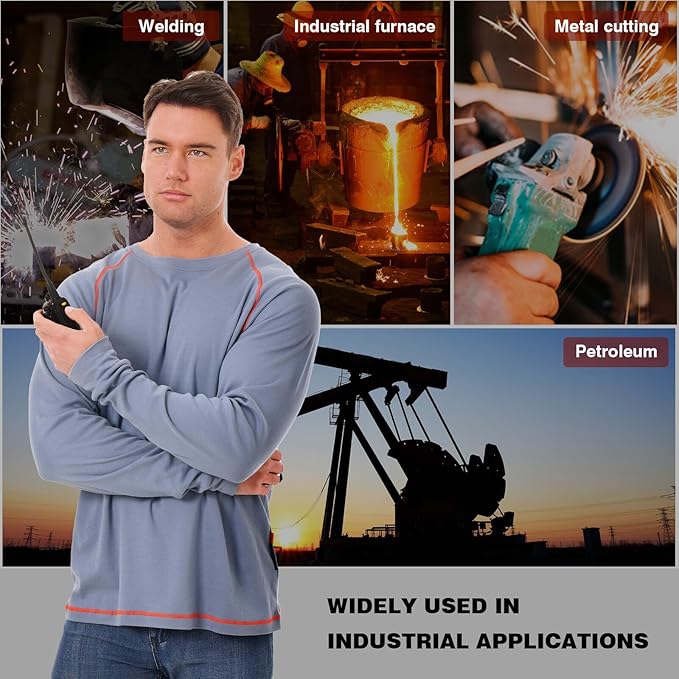 SKSAFETY FR Shirts for Men Long Sleeve, Welding Shirt 6oz Lightweight High Vis Fire Resistant Flame Retardant Shirt CAT2