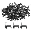 uxcell 100Pcs Cable Clips with Steel Nails 12mm Square Wire Clip with Steel Nail for Cable Holder Cable Management Desk Organizers Wall, Black