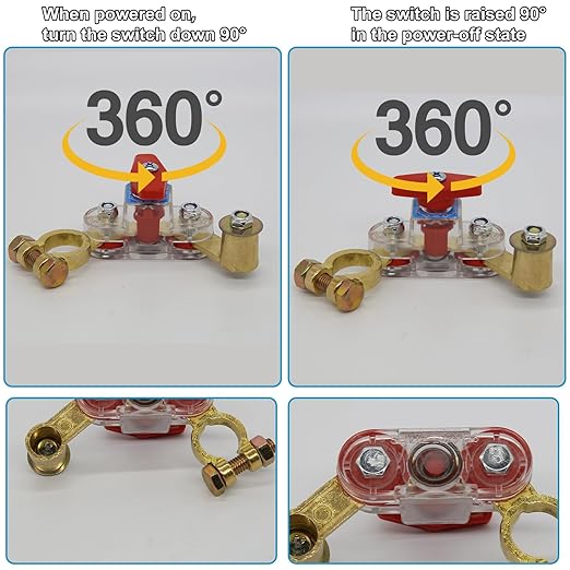 Car Battery Power Cut-Off Switch Breaker, Transparent Pure Copper Stable Transmission 12v-24v Adjustable High Conductivity Disconnect Switch Smart Car Switch for Boat Rv Car Truck SuppliesSupplies