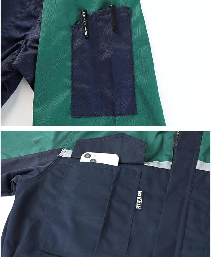 Mens Reflective Coverall Work Mechanics Coverall Work Suit Hi Vis Jumpsuit Bicolor Overalls