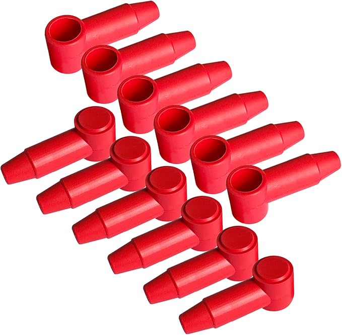 Ampper 12 Pcs Long Silicone 1/4", 5/16" Stud Terminal Covers, Flexible Post Terminal Cover Protector Boot for Battery Power Junction Block Post, Fits 6-1 Gauge Wire (Red)