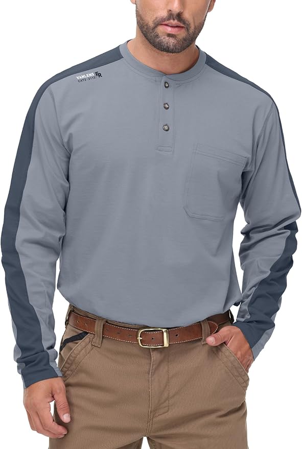 FR Shirts for Men 5.5OZ Lightweight Stretch Patriot Baseball T-Shirt Work Shirt