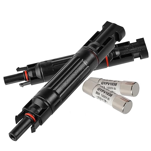30A Solar Fuse IP67 Waterproof Solar Fuse Connector 2 PCS Solar Fuse Holder Inline with Male and Female Connector for Solar Pannel (Pack of 2)