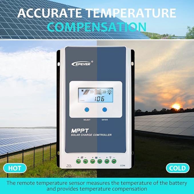 EPEVER 30A Solar Charge Controller MPPT Solar Panel Charge Controller 12V / 24V Auto Working Max PV 100V Solar Charge Battery Regulator with LCD Display for Gel Flooded Sealed Lithium Batteries