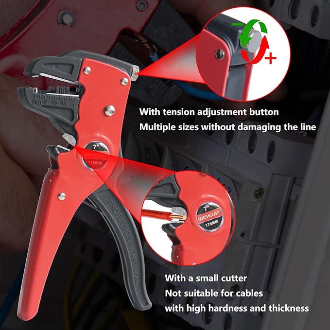 WISEUP Automatic Quick Strip Wire Stripper and Cutter,Eagle Nose Pliers (7-Inch) cable cutters，2 in 1 wire stripper cutter for Electrical Cables 、Electronic and Automotive Repair Tool