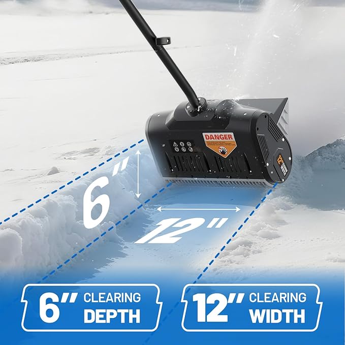 Litheli Cordless Snow Shovel 20V, Brushless Lightweight Electric Power Shovel for Snow Removal, Includes 4.0 Ah Battery, Easy to Use Snow Blower for Driveways, Sidewalks, Decks & Patios