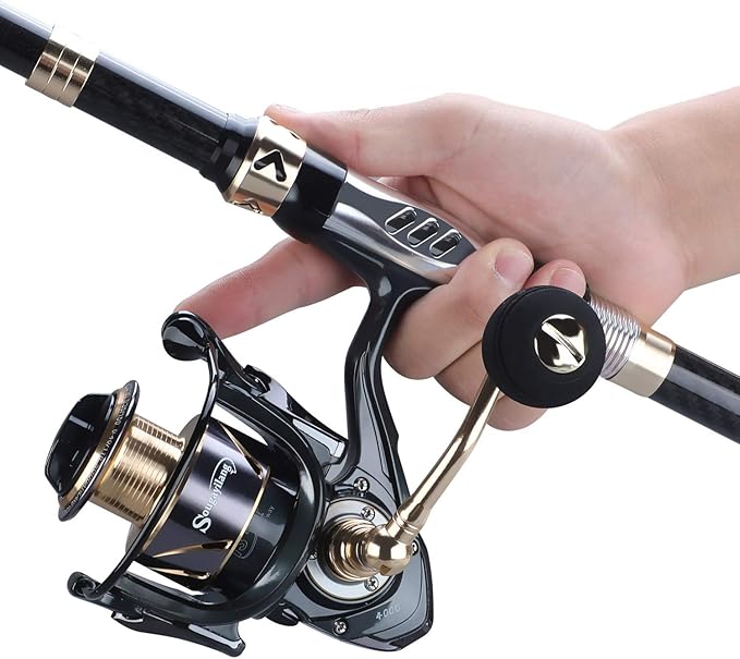 Sougayilang Telescopic Fishing Rod and Reel Combos Full Kit, Carbon Fiber Fishing Pole, 13 +1 Shielded Bearings Stainless Steel BB Spinning Reel with Suitcase Fishing Kit