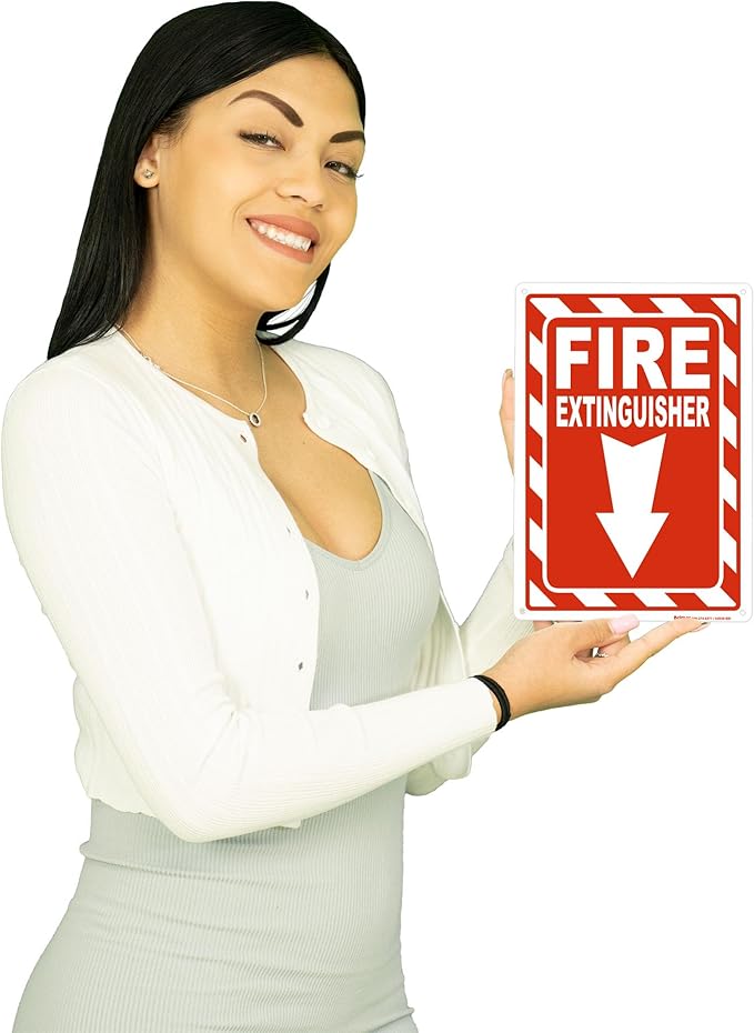 Brimar Fire Extinguisher Signs,7"x10" (2 Pack) .040" Heavy Rust-Free Aluminum Metal Safety Signs, UV Ink Printing, Weatherproof, Fade Resistant, for Business, Office, Home Indoor & Outdoor Use