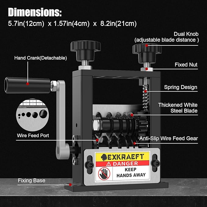 Wire Stripper Machine Gauge Wire 3-17mm, Manual & Electric Drill Compatible Copper Wire Stripping Tool with 6 Channels 5 Blades, Scrap Wire Stripping Machine for Efficient Cable Stripping