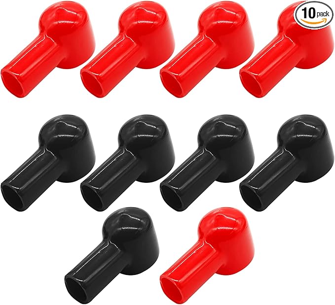 10 Pcs Battery Terminal Boots Insulating Covers, Protector Cable Lug Caps Replacement Tools for Auto Marine Commercial