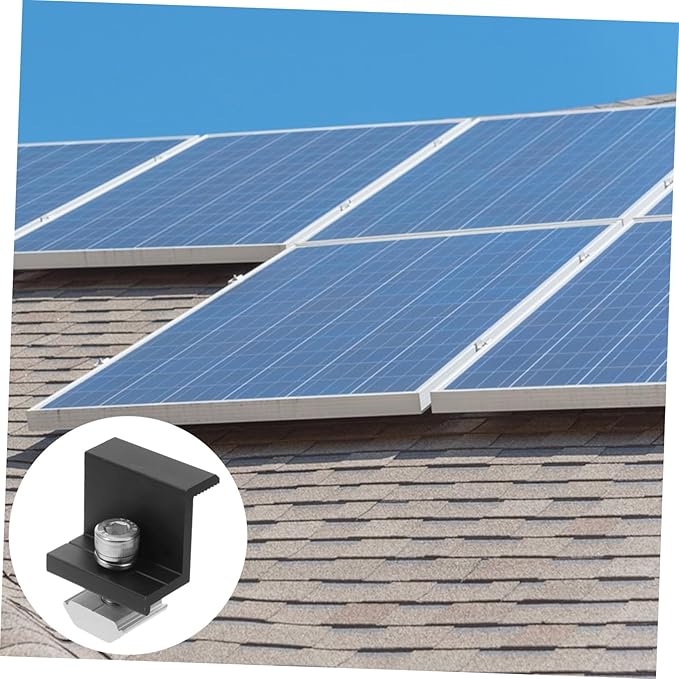HEMOTON 4pcs Adjustable Aluminum Solar Panel Brackets for Ground Mounting Mid Clamps Enhanced Grip for Solar Panel Installation