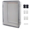 Waterproof Junction Box, ABS Plastic Electrical Box with Stainless Steel Latch, Hinged Cover Electric Project Enclosure Box with Mounting Plate, Wall Brackets,Clear 14.6" x10.6''x5.9''