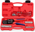 iCrimp One-Hand Crimping Tool Meets ASTM F2098, PEX Clamp Cinch Tool Kit with 20PCS 1/2-in, 10PCS 3/4-in PEX Clamps and Pipe Cutter- All in One