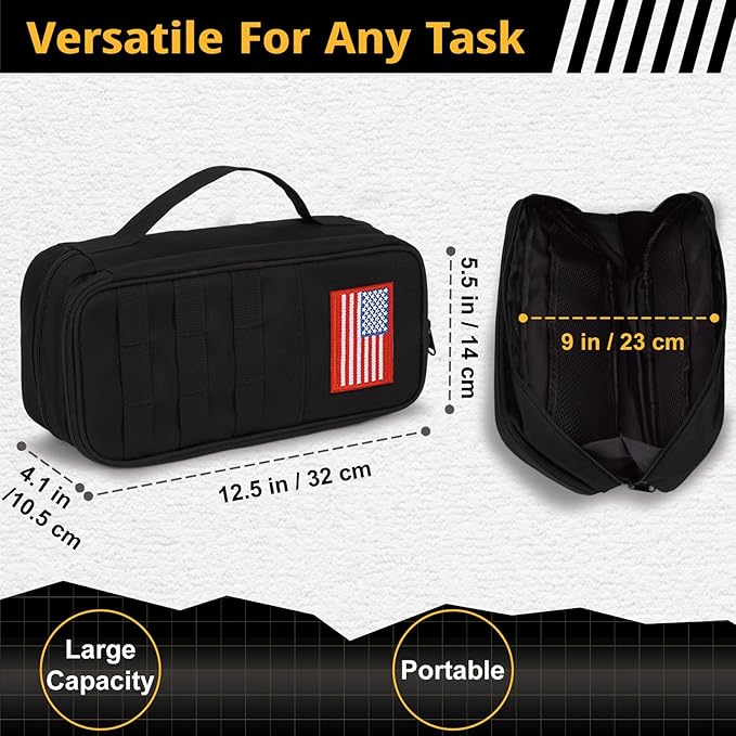 Tactical Tool Bag for Men,Wide Mouth Tool Pouch with Water-Resistant, Multi-purpose Range Bags with Zipper Handle,Heavy Duty Small Tool box organizer for Repairman, Carpenters, Handyman