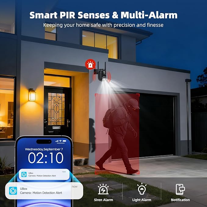 4G LTE Cellular Security Cameras Solar Powered No WiFi Security Camera Outdoor Wireless Built-in SIM Card 2K Color Night Vision 360° View Motion Detection 2-Way Audio 2 Packs