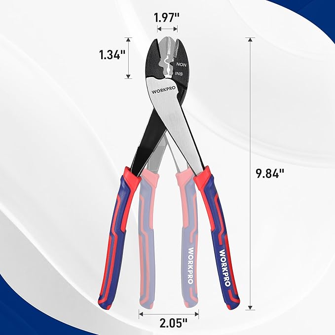 WORKPRO 9.5" Wire Cutter/Crimper, Wire Crimping/Cutting Tool for 10-22 AWG Terminals and Connectors, Designed for Insulated and Non-Insulated Connections