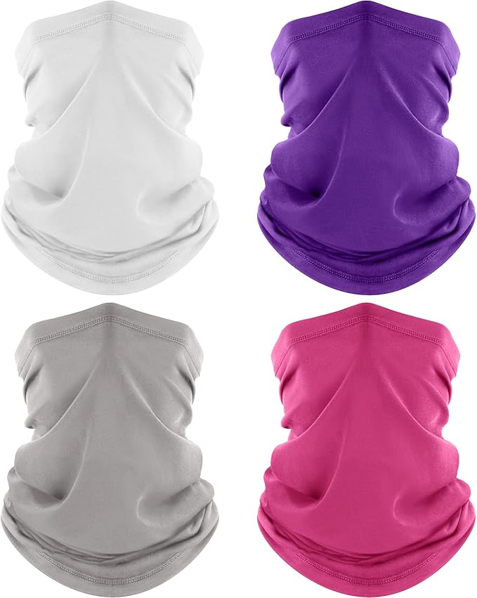 4 Pack Neck Gaiter, Cooling Breathable Face Mask UV Protection Scarf Hiking Bandana for Men/Women