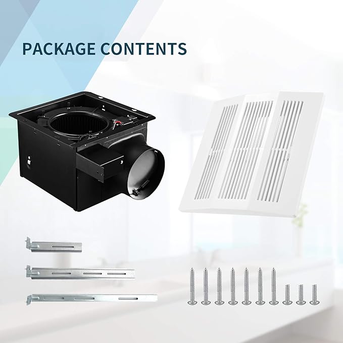 Tech Drive Bathroom Ventilation and Exhaust Fan with Humidity sensor,110CFM 0.8 Sones with 6inch Duct