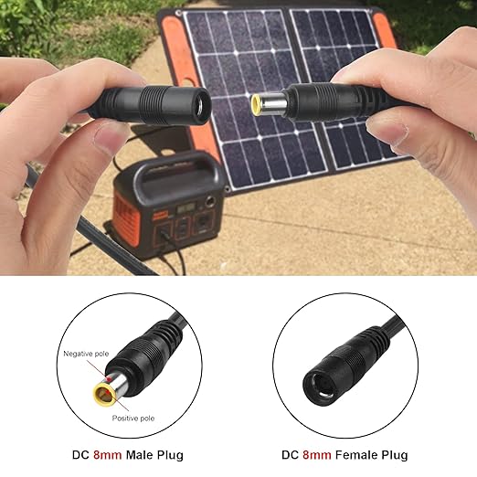 DC 8mm Extension Cable, 30Ft 14AWG 8mm Male and Female Plug Extension Cable Perfectly Compatible with GZ Yeti Jackery Solar Generator Portable Power Station and Solar Panel