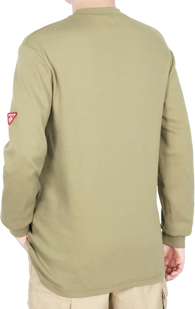 TICOMELA FR Shirts for Men Flame Resistant Shirt NFPA2112/CAT2 7oz Fire Retardant Men's Long Sleeve Henley Shirts