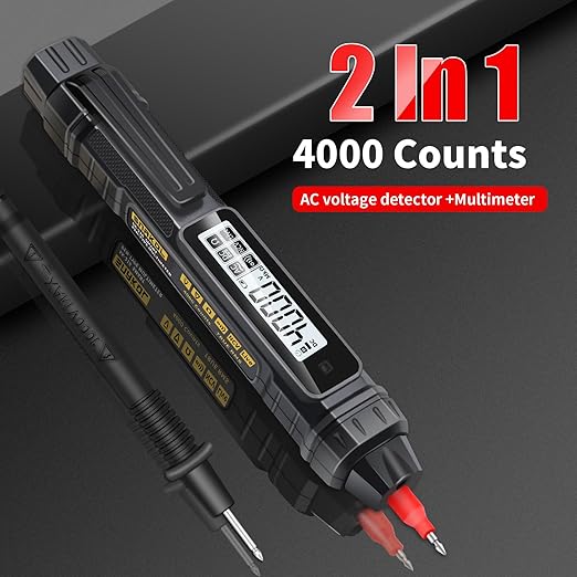Pen Type Digital Multimeter Voltage Tester NCV Non-Contact Meter 600V Voltmeter, with LCD Backlit Display, Measure AC DC Voltage Resistance Diode Continuity for Electrician Tools