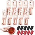 XHF 10PCS 4 AWG-1/4 Heavy Duty Battery Lugs with 3:1 Heat Shrink Tubing, Ring Terminals Battery Cable Ends Copper Eyelets Electrical Battery Connectors