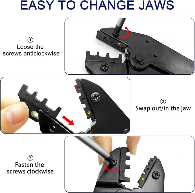 Wire Crimping Tool Kit, Crimping Tool Set 8 PCS, Wire Crimper Kit for Heat Shrink Connectors, Nylon, Non-Insulated Connectors, Black, TN-002