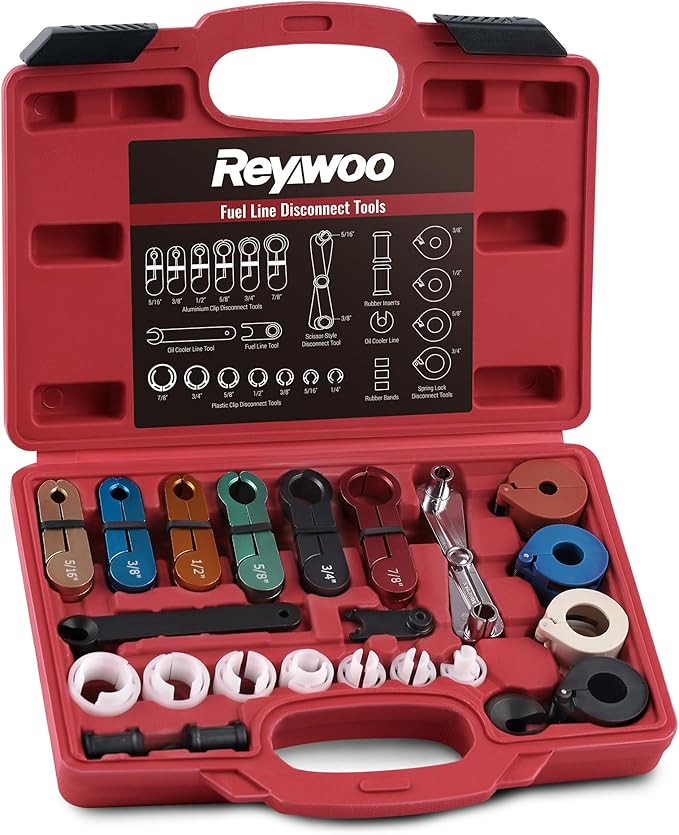 25 PC Fuel Line Disconnect Tool Set, Master Quick Disconnect Tool Set for A/C Fuel & Transmission Systems, Fuel Line Removal Tool Compatible with Ford Chevy GM Chevy Mazda