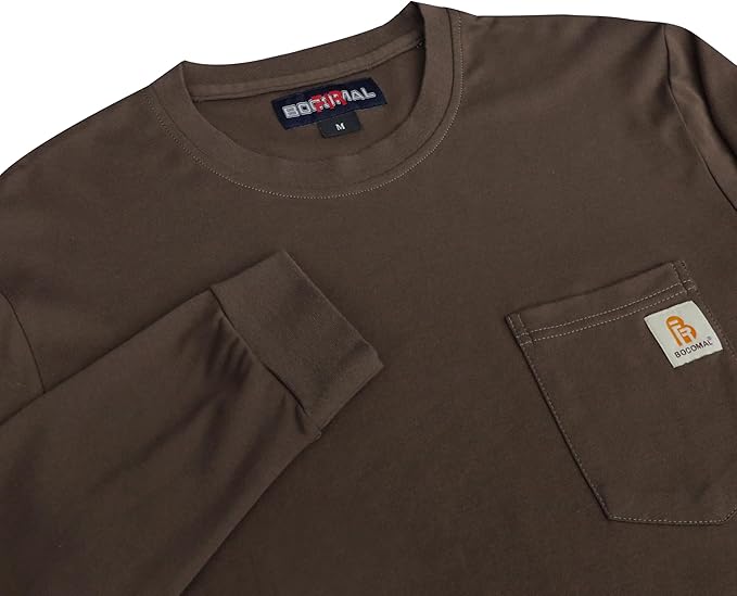 BOCOMAL FR Shirts Lightweight Classic Crew Long Sleeve Fire Resistant Shirt CAT2