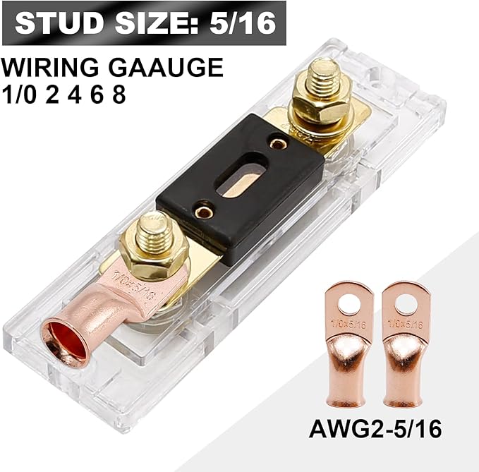 2PCS ANL Fuse Holder 200 AMP Fuse Car Audio ANL Fuse Holder Block 0/2/4 Gauge AWG Inline ANL Fuse Holder with 200A Battery Fuse w Holder Solar Fuse for Car Audio Alarm Amplifier and Solar System