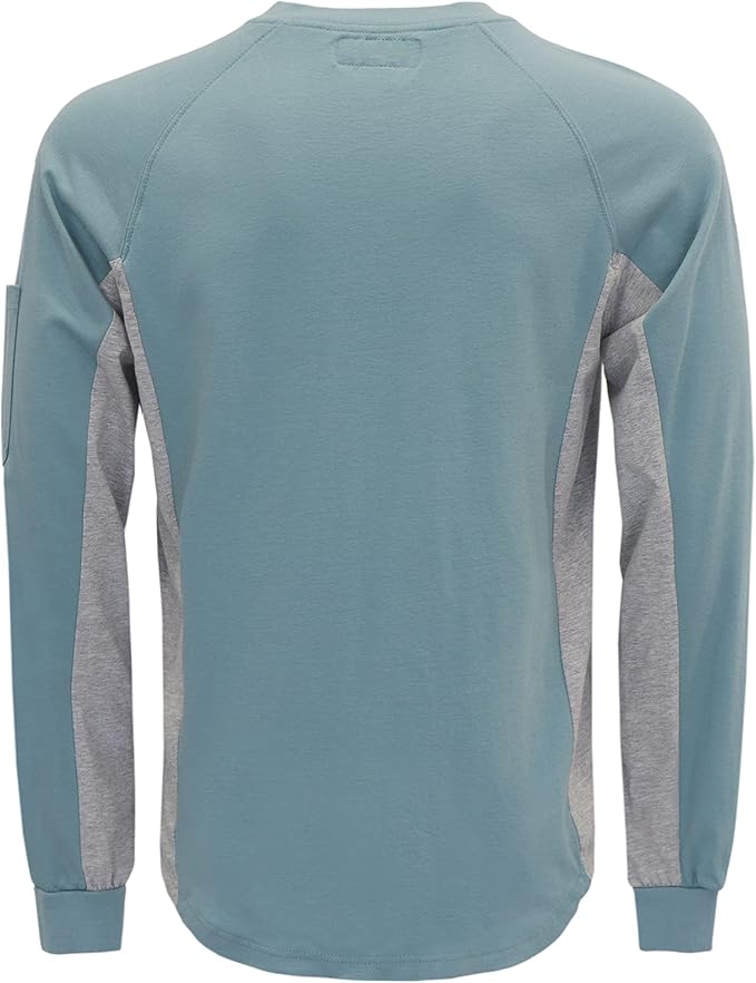 BOCOMAL FR Shirts for Men Crew Neck Long Sleeve 5.5oz Light Weight Flame Resistant/Fire Retardant Clothing Shirt
