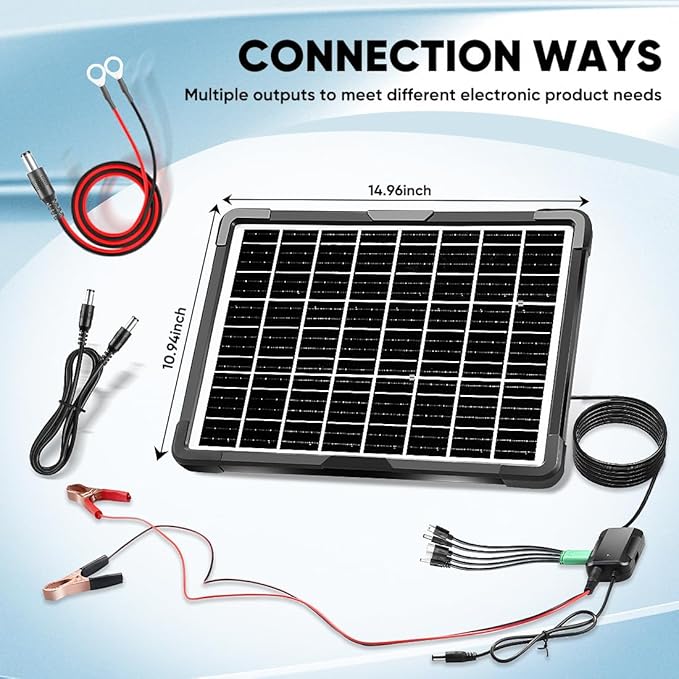 20W Solar Powered Battery Charger & Maintainer, Built-in Smart MPPT Charge Controller, Waterproof 12V Solar Panel Trickle Charging Kits for Car Boat Trailer RV Marine
