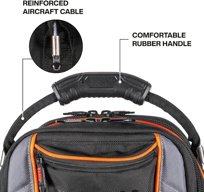 Klein Tools 62804 Tool Runner Tool Bag Organizer for Electricians, HVAC, Plumbers, Technicians, 39 Pockets, Opens Both Sides