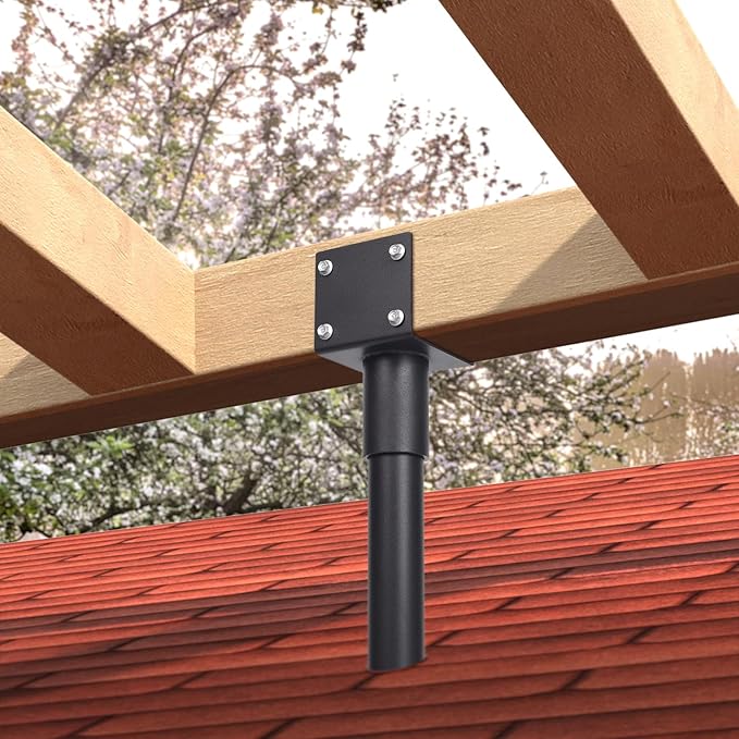 4 Pack 304 Stainless Steel 3.6" Heavy Duty Saddle Roof Riser for Patio Pergolas, 18-1/4" High (Black)