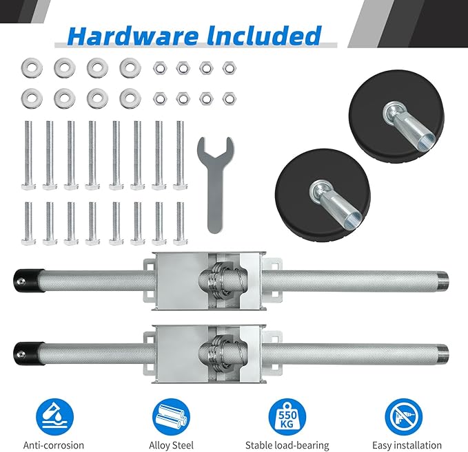 Ladder Leveler Non-Slip Rubber Leg Stabilizer, Adjustable Ladder Leg Level, Maximum Load Capacity 550 lbs, Fits Indoor and Outdoor Stairs and All Surfaces, Fittings 1 Pair (20 Inch)